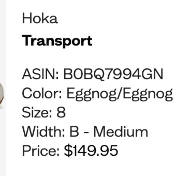 Hoka Transport Eggnog size 8 - Picture 2 of 6
